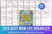 2026 Busy Mom Life Organizer Canva, a Stationery Template by Mustafiz (Thumbnail 1 of 7)
