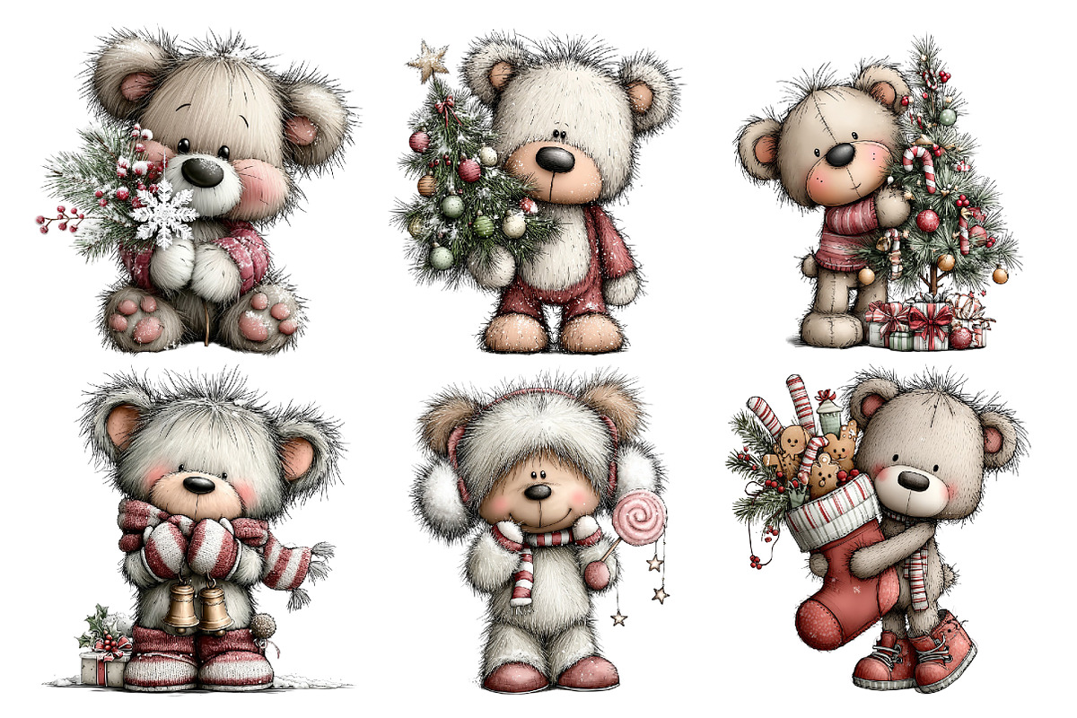 Whimsical Christmas Teddy Bear PNG, an Animal Illustration by Creative Art (Photo 6 of 6)