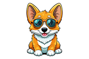 Baby corgi with sunglasses, an Illustration by Mark1987
