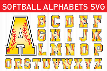 Softball Letters and Numbers Svg PNG