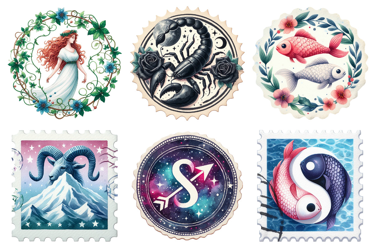 Zodiac Postage Stamp Clipart, an Illustration by Daily.Designs (Photo 2 of 5)