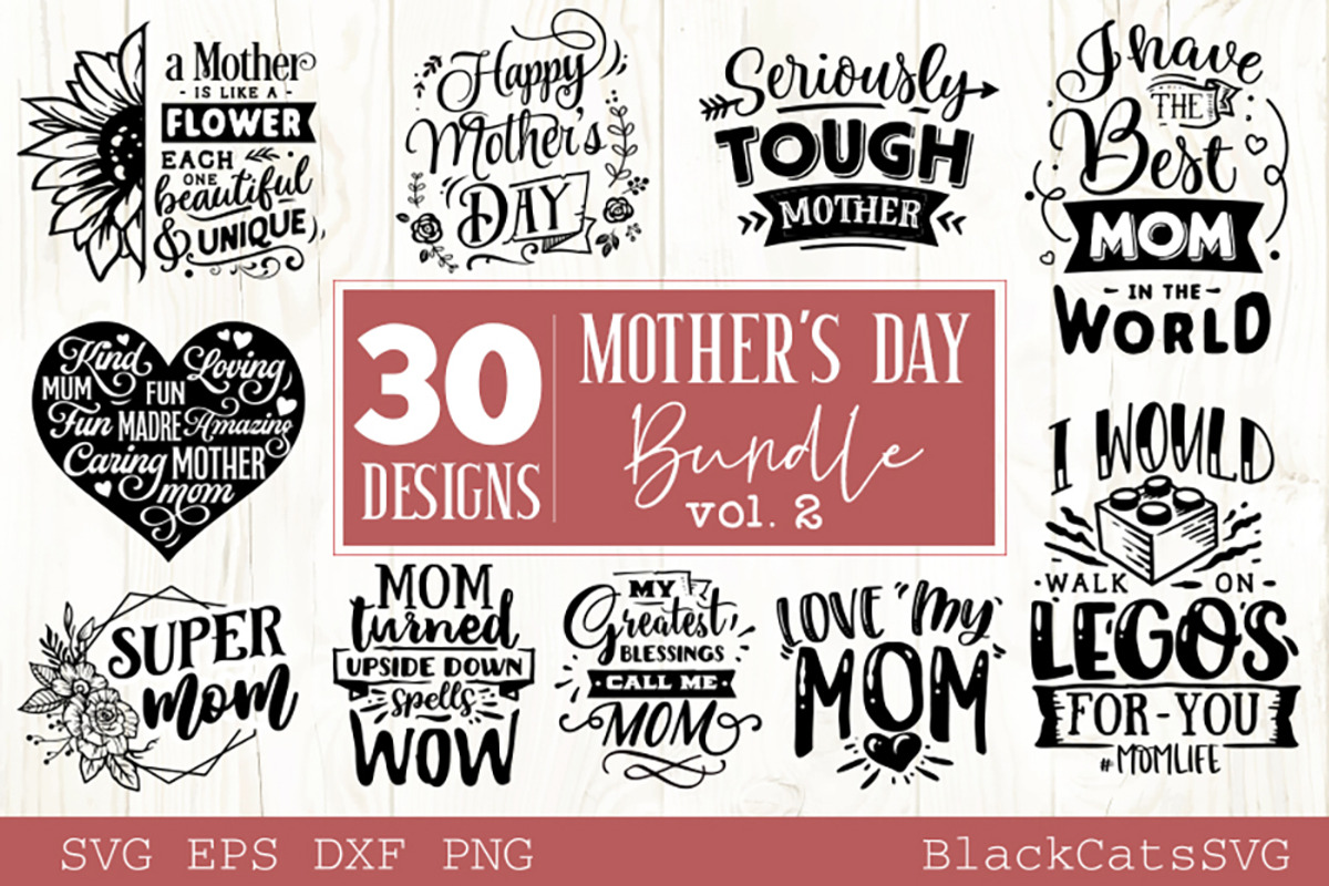 Mother's Day SVG bundle 30 designs, an Illustration by BlackCatsMedia (Photo 1 of 3)