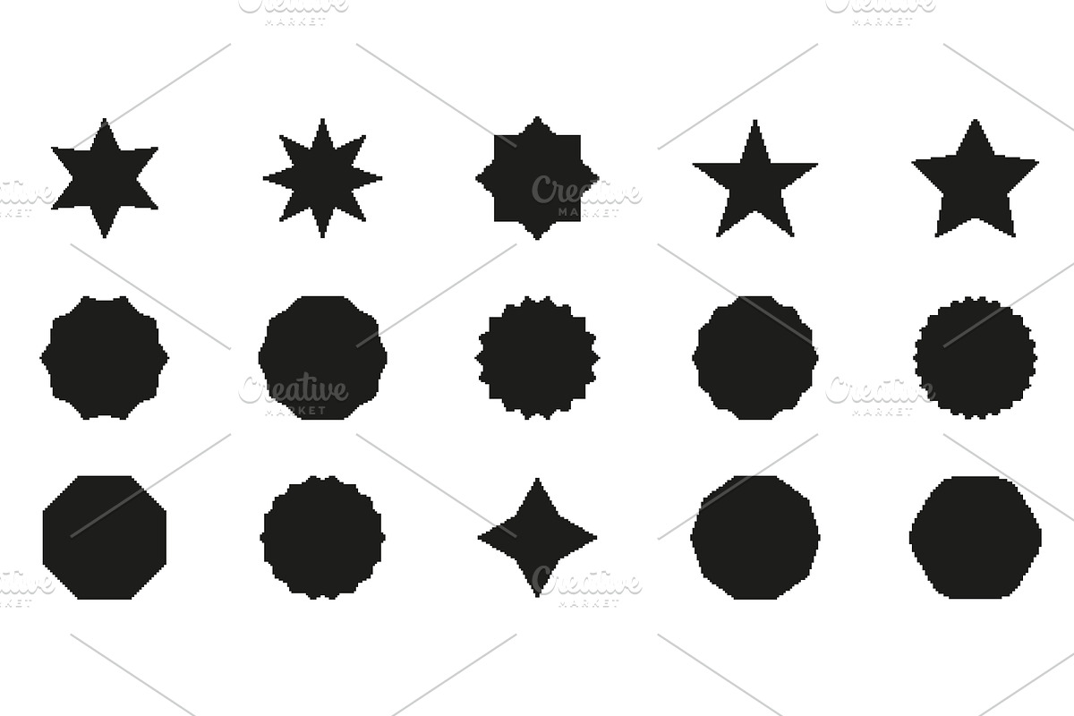Geometric Shape Pixelated Icon Set, an Illustration by Vector Creator
