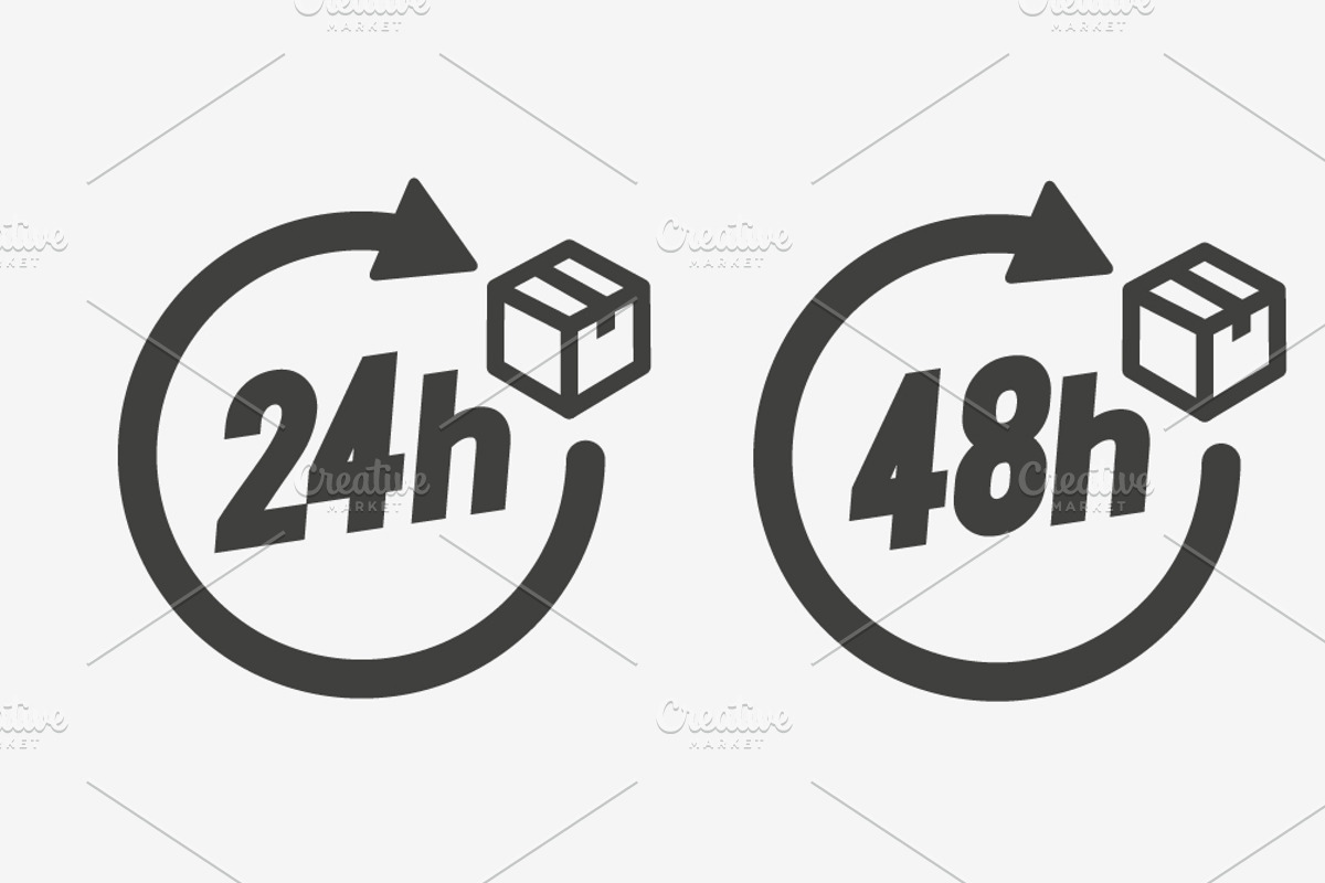 Fast Delivery Icon Set With Package, a Solid Icon by Black White Mouse Design