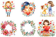Watercolor Happy Mother's Day, a Seasonal Illustration by Designking (Thumbnail 5 of 5)