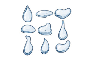 water drops set cartoon vector, an Object Illustration by pikepicture