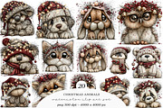 Cute Animals Christmas Clipart, a Transportation Illustration by SinaCreation (Thumbnail 1 of 9)