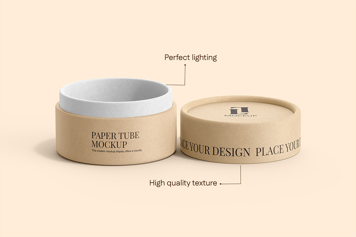 Kraft Cylinder Paper Tube Mockup, a Packaging Mockup by Ram Studio LLC (Photo 4 of 12)