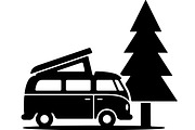 Camper Van and Pine Tree Silhouette, a Transportation Illustration by abu67222 (Thumbnail 10 of 13)