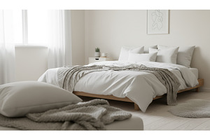 Minimalist bedroom with a large bed, an Architecture Photo by Igor Tichonow