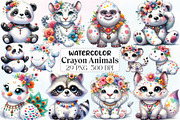 Crayon Farm Animals Cute Clipart, an Illustration by CraftArtStudio (Thumbnail 1 of 6)