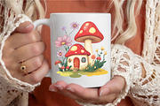 Mushroom Cottages Whimsical Clipart, a Seasonal Illustration by designcity5 (Thumbnail 5 of 5)