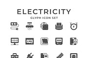 Set glyph icons of electricity, a Solid Icon by motorama (Thumbnail 1 of 2)