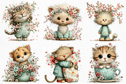 Whimsical Spring Cats Clipart, an Illustration by Craft Nest (Thumbnail 3 of 11)