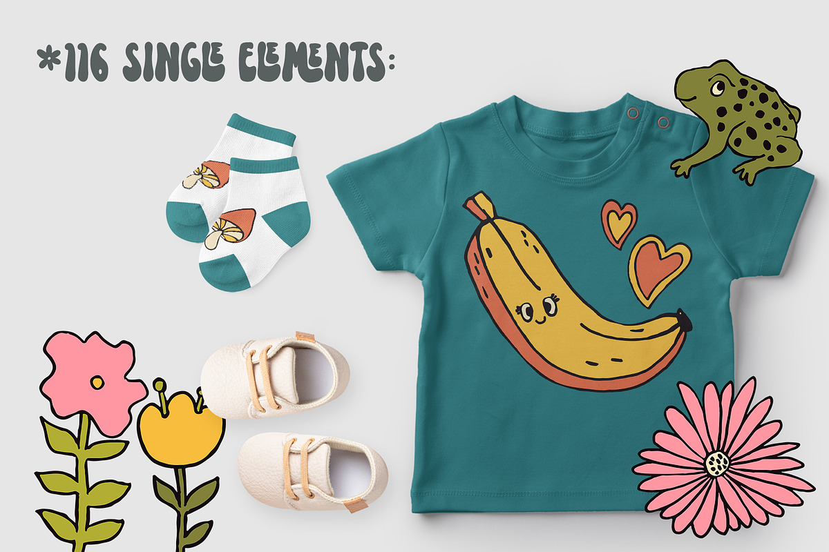 Goovy Banana. Fruit Retro Patterns, a Pattern Graphic by MeadowFox (Photo 2 of 8)
