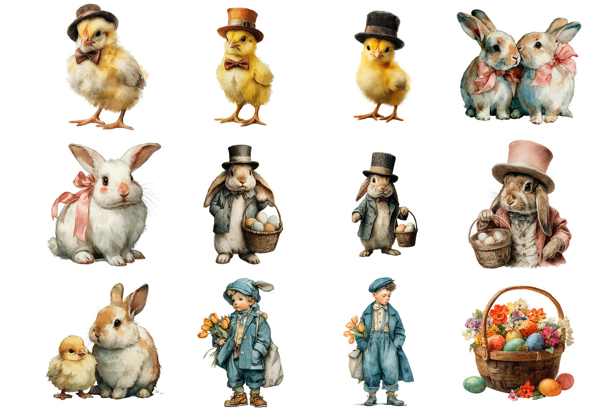 Vintage Easter Clipart, an Illustration by DreamArtGraphic (Photo 2 of 4)