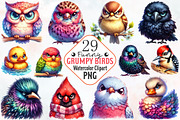 Funny Grumpy Birds Clipart, an Animal Illustration by RobertsArt (Thumbnail 1 of 7)