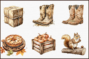 Sepia Autumn Farm Clipart, an Illustration by Sublimation Artist (Thumbnail 3 of 6)