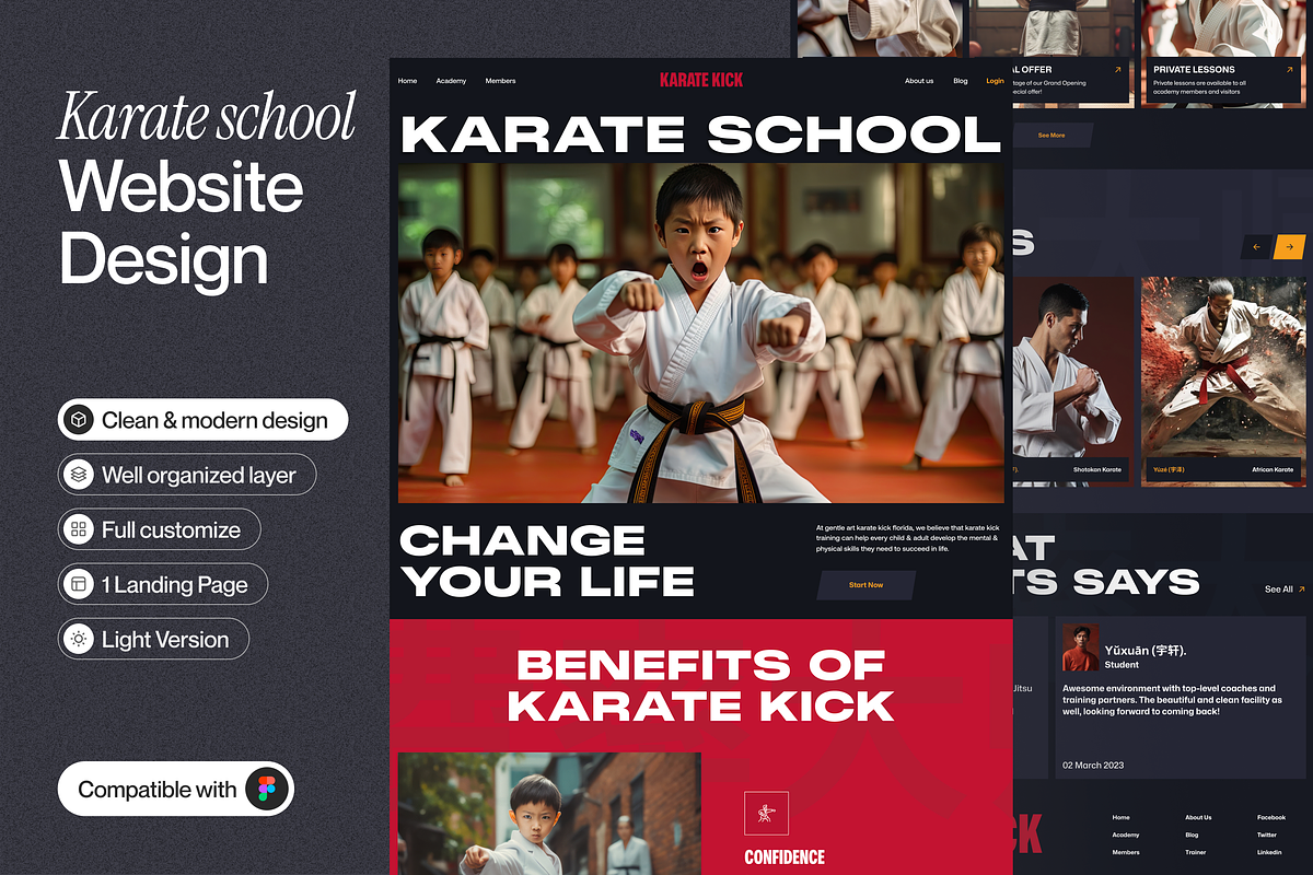 Karate School Landing Page, a Websites & App Template by sajon.co