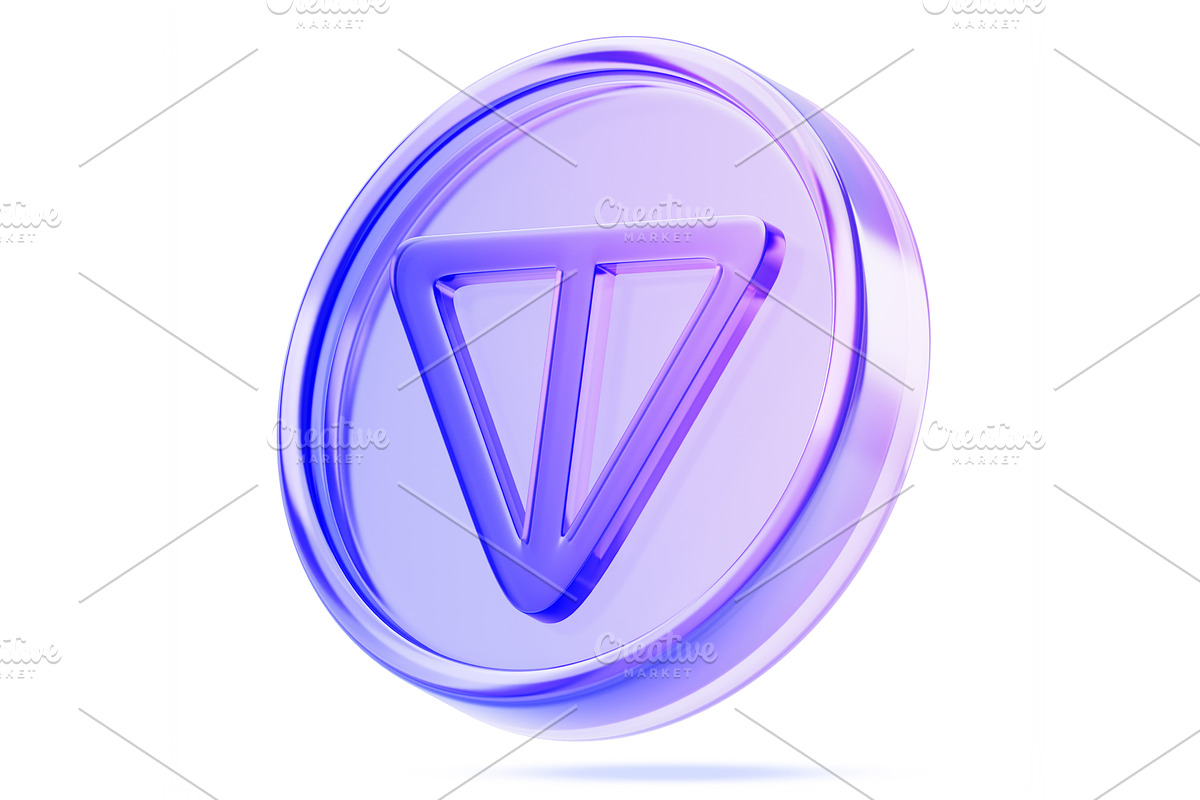 3d glass holographic Toncoin icon, a Finance Illustration by Marozhkastudio
