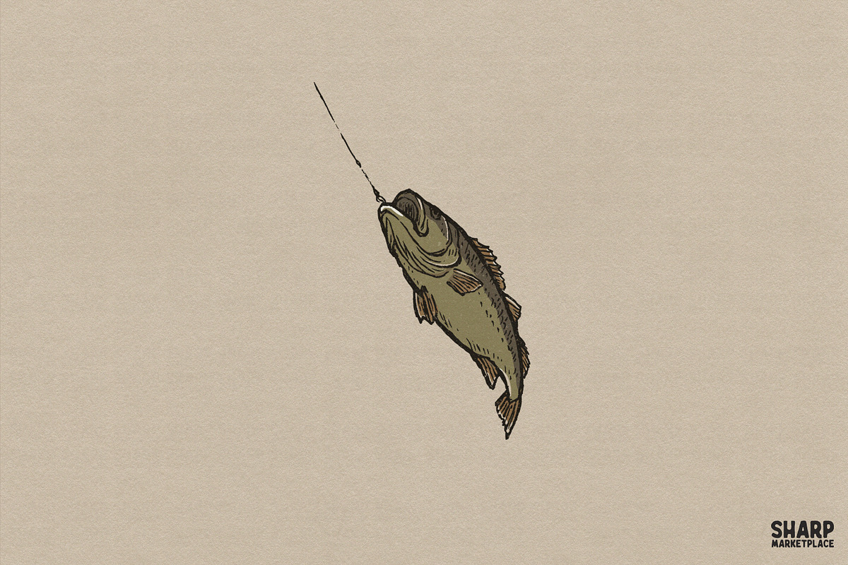 Rustic Bass Fishing Illustration, an Object Graphic by SharpMarketplace (Photo 1 of 5)
