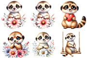 Watercolor Cute Meerkat Clipart, an Illustration by CraftArtStudio (Thumbnail 2 of 5)