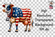 4th of July Cute Cow PNG Bundle, an Illustration by Clipart Bloom (Thumbnail 10 of 11)