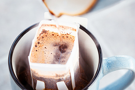 Hot black americano drip coffee
