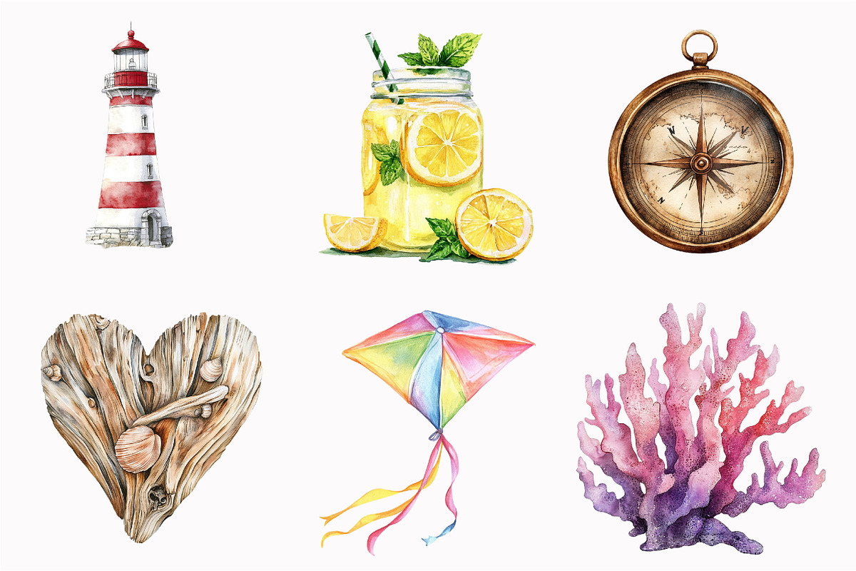 Watercolor Beach Clipart, an Illustration by Design Market (Photo 5 of 5)
