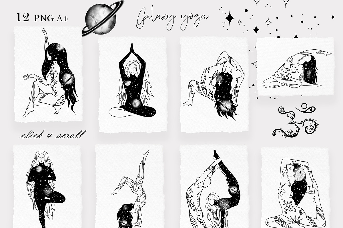 SACRED GALAXY YOGA. MAGICAL BUNDLE, an Illustration by ArtOLB (Photo 3 of 12)