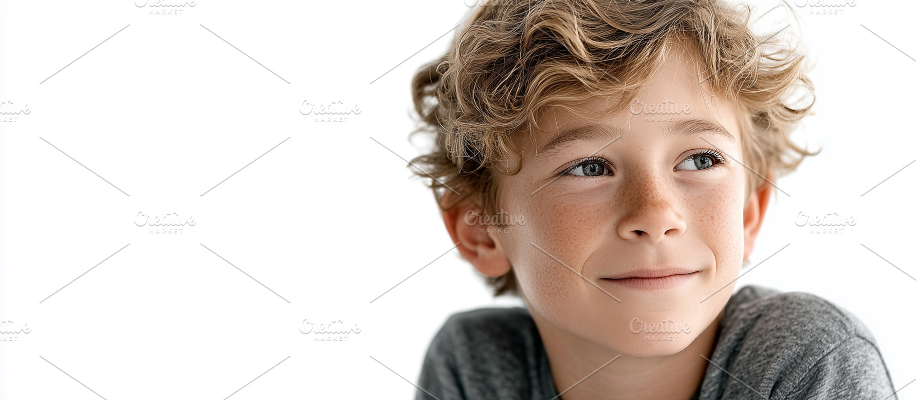 Smiling boy with curly blond hair, a Person Photo by MistyDay