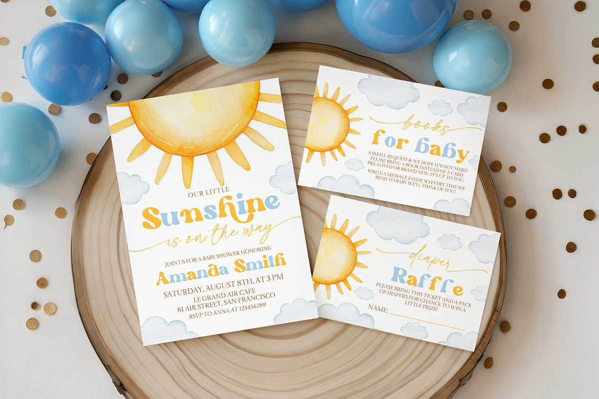 Yellow Sun Baby Shower Party Bundle, a Templates & Theme by VeliusCreativeStudio (Photo 9 of 9)