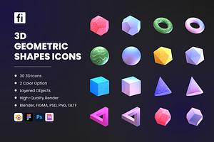 3D Shapes Icon Set