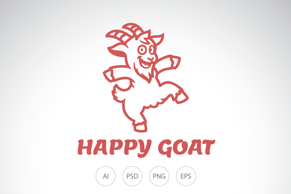 Happy Goat Logo Template, a Branding & Logo Template by Heavtryq Design (Photo 1 of 3)