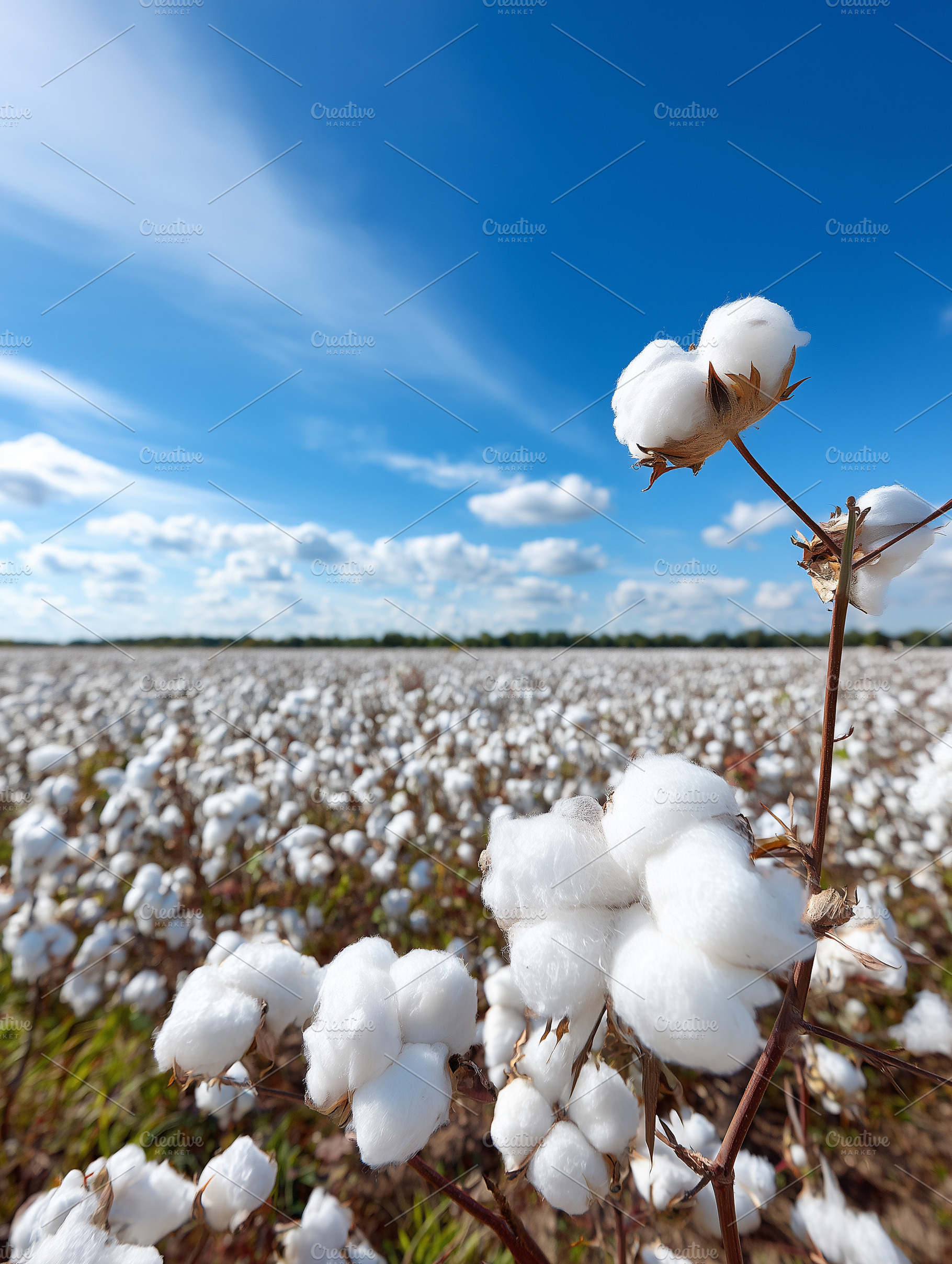 Wide view of a blooming cotton field, a Nature Photo by MistyDay