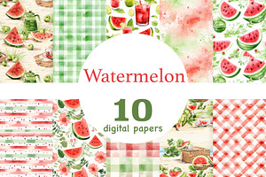 Watermelon Papers | Summer Pattern, a Pattern Graphic by GlamArtZhanna