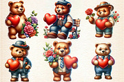 Valentines Teddy bear Clipart, an Illustration by DreamArtGraphic (Thumbnail 2 of 6)