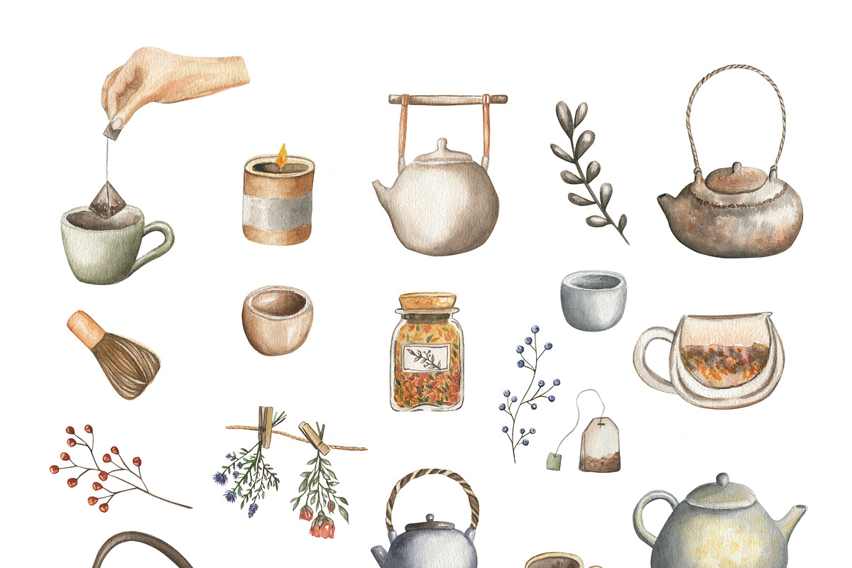 Tea Lovers watercolor collection, a Decorative Illustration by ViolettaKh (Photo 2 of 9)