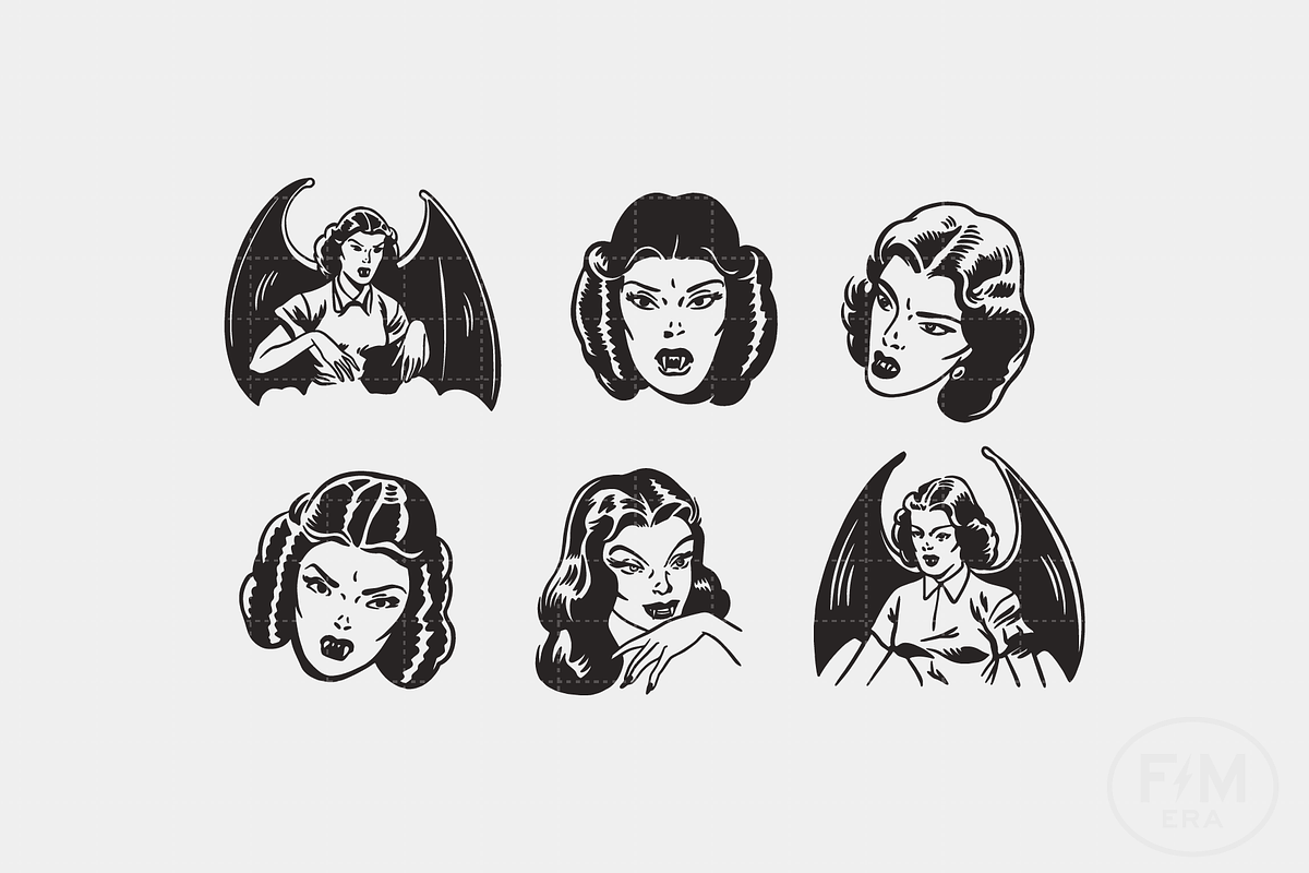 Retro Vampire Illustrations Bundle, an Illustration by FM Era Studio (Photo 2 of 2)
