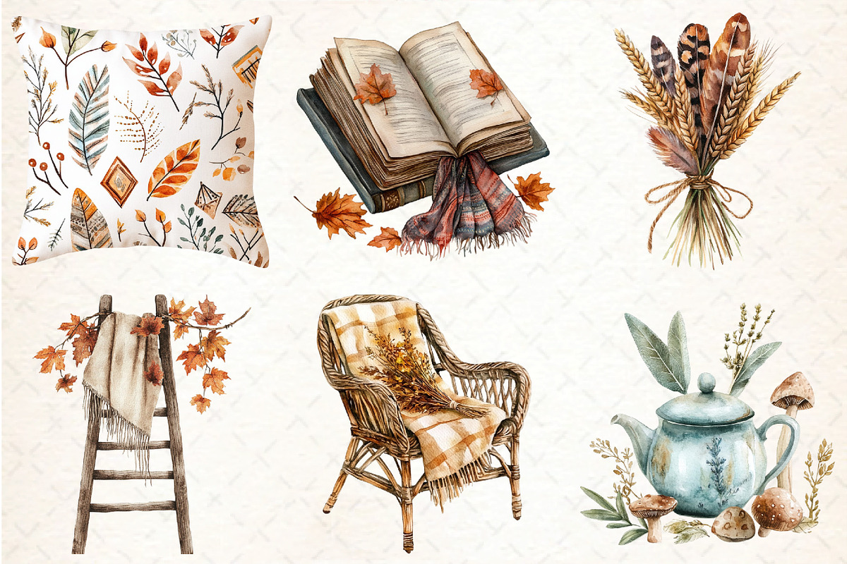 Boho Autumn Clipart, an Illustration by DreamCafeArt (Photo 3 of 7)