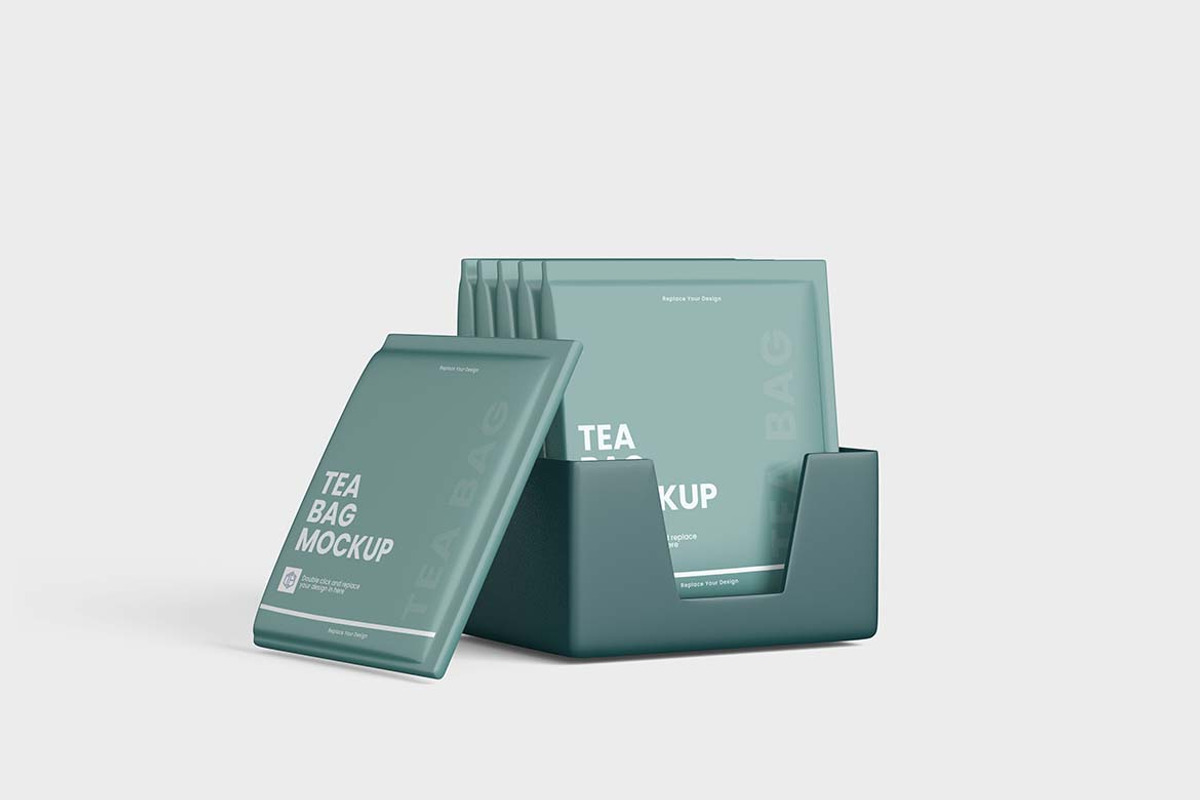 Tea Box with Sachet Mockup Set, a Packaging Mockup by tiyasprabawa (Photo 3 of 5)