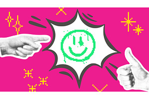 Be in good mood contemporary mixed, a Technology Illustration by Tati_Kli