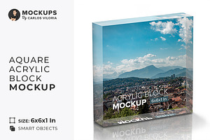 Square Acrylic Block Mockup