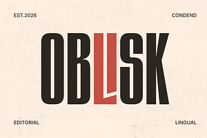 Oblisk – Bold Condensed Display Font, a Sans Serif Font by MaikoHatta