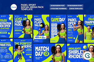 Padel Social Media Canva Templates, a Social Media Template by Geelator Studio