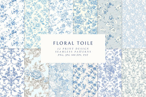 Floral Toile Print Design Patterns, a Pattern Graphic by Olya Creative