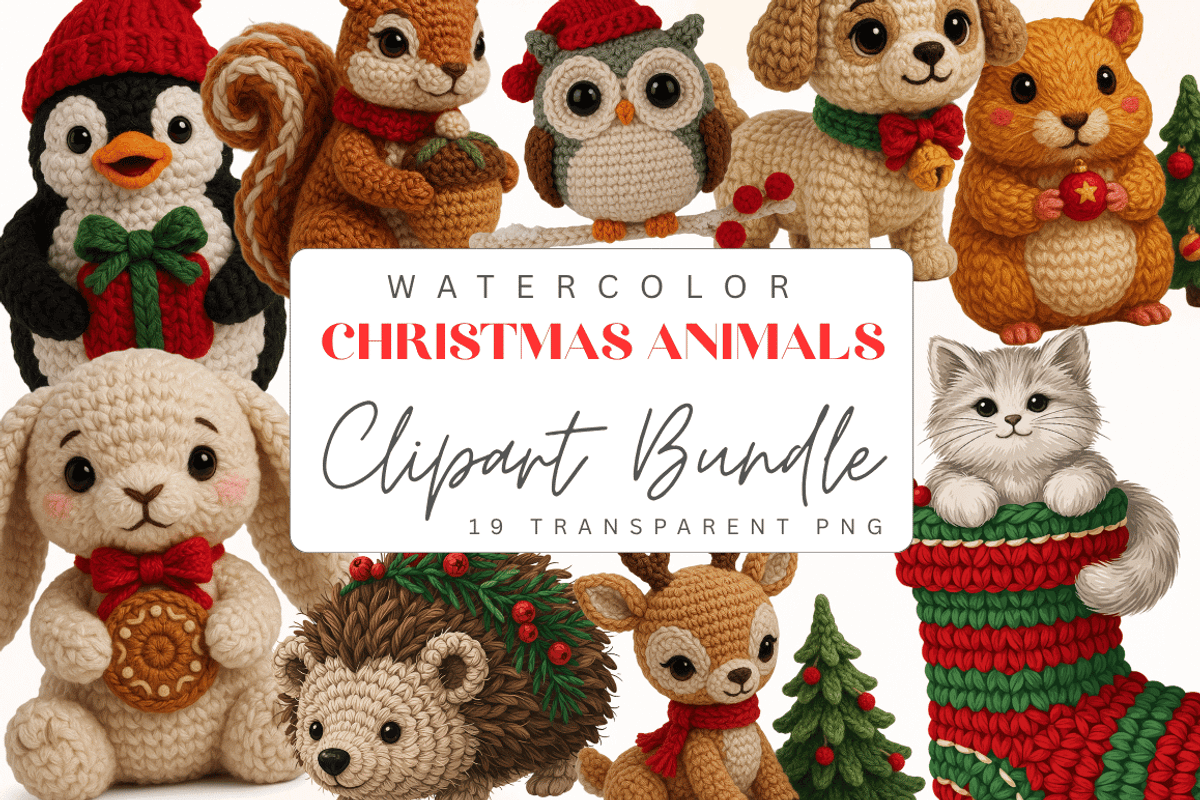 Crochet Christmas Animals Clipart Bu, an Object Graphic by Cut File (Photo 5 of 5)