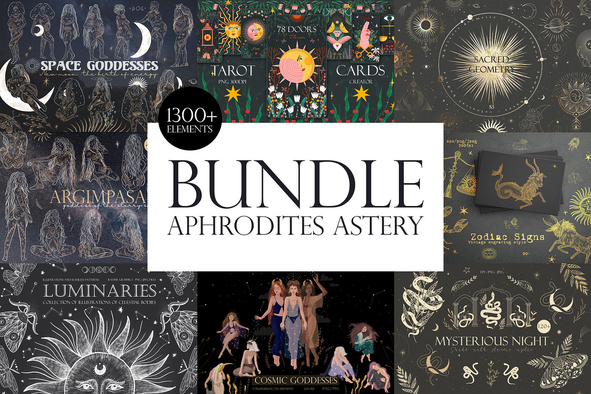 1300+ Aphrodites Astery Bundle, an Object Illustration by Chikovnaya (Photo 1 of 20)