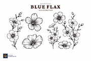 Blue Flax Flower Hand Drawn Illustra, an Object Graphic by putra_purwanto (Thumbnail 2 of 2)