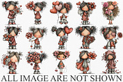 Valentine Flowers and Girls Clipart, an Illustration by Canvas Craft (Thumbnail 3 of 6)